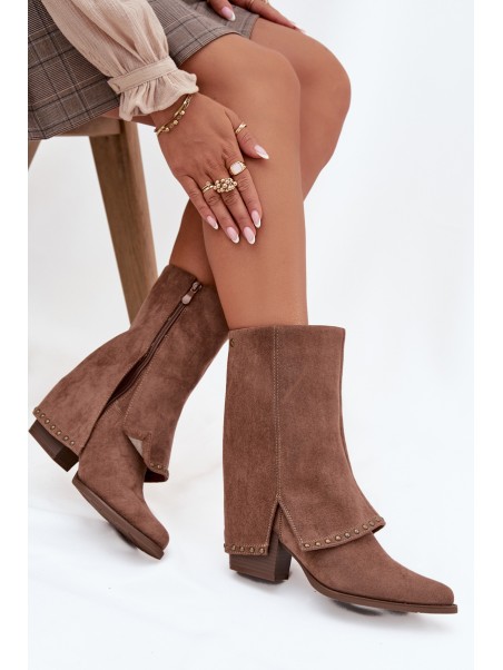 Women's Winter Boots with Turned Shaft Vinceza 16516 Beige