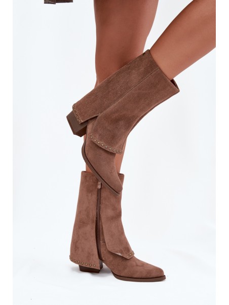 Women's Winter Boots with Turned Shaft Vinceza 16516 Beige
