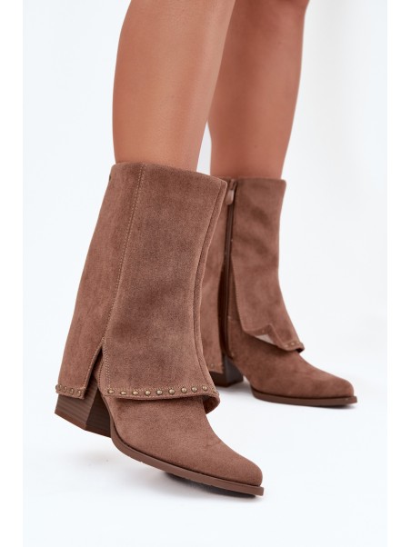 Women's Winter Boots with Turned Shaft Vinceza 16516 Beige