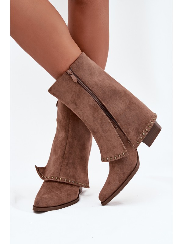 Women's Winter Boots with Turned Shaft Vinceza 16516 Beige