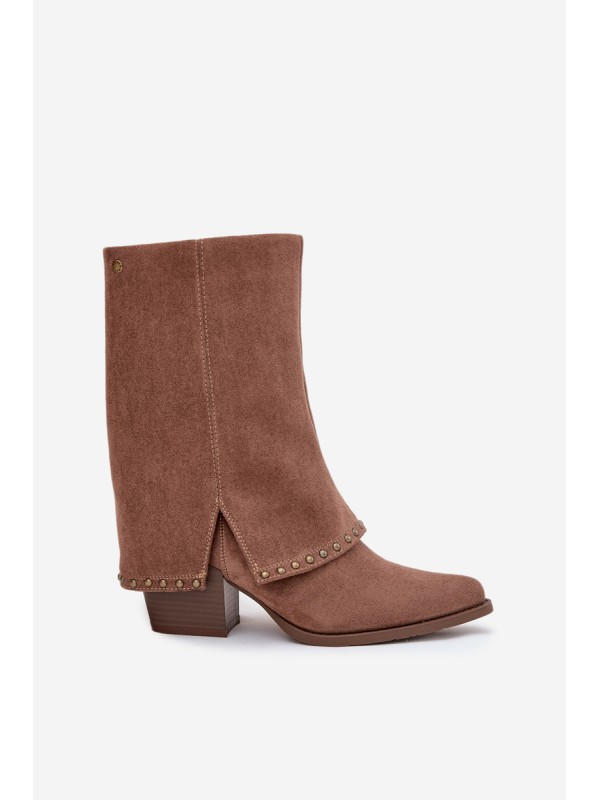 Women's Winter Boots with Turned Shaft Vinceza 16516 Beige