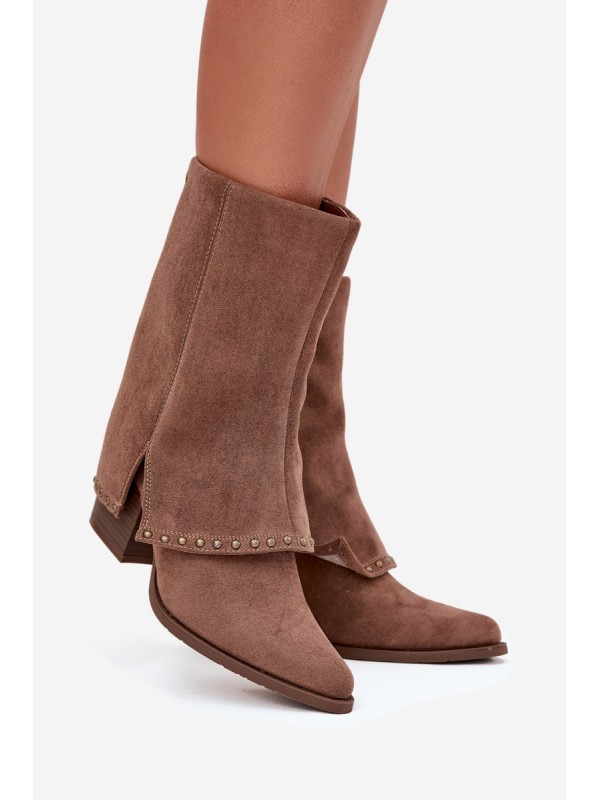 Women's Winter Boots with Turned Shaft Vinceza 16516 Beige