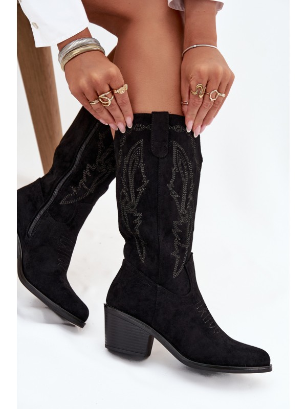 Women's Cowboy Boots Heeled Insulated Vinceza 16508 Black