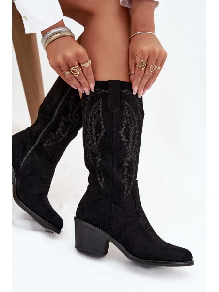 Women's Cowboy Boots Heeled Insulated Vinceza 16508 Black