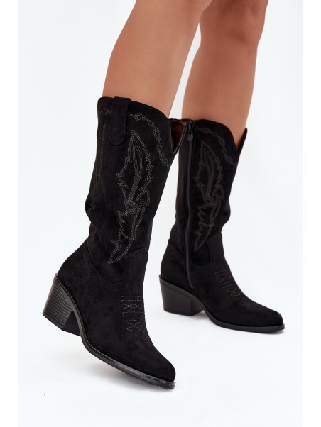 Women's Cowboy Boots Heeled Insulated Vinceza 16508 Black