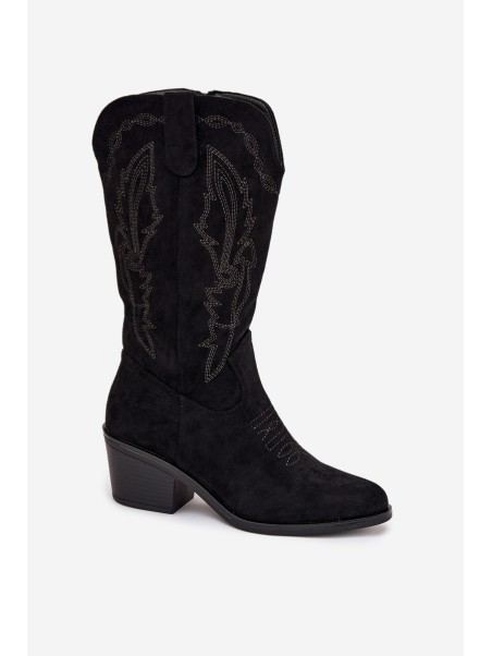 Women's Cowboy Boots Heeled Insulated Vinceza 16508 Black