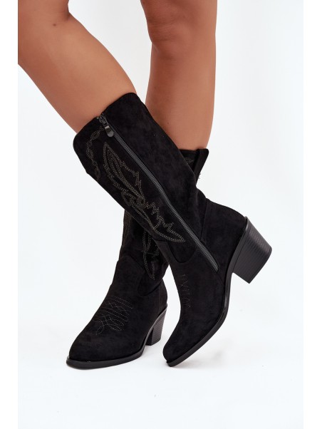 Women's Cowboy Boots Heeled Insulated Vinceza 16508 Black