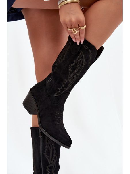 Women's Cowboy Boots Heeled Insulated Vinceza 16508 Black