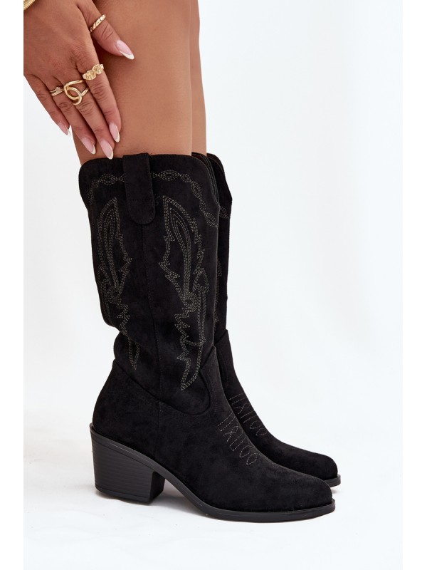 Women's Cowboy Boots Heeled Insulated Vinceza 16508 Black