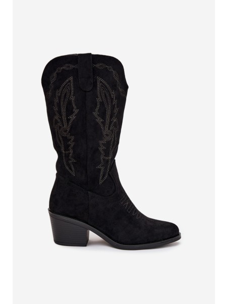 Women's Cowboy Boots Heeled Insulated Vinceza 16508 Black