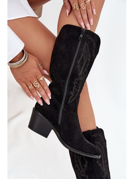 Women's Cowboy Boots Heeled Insulated Vinceza 16508 Black
