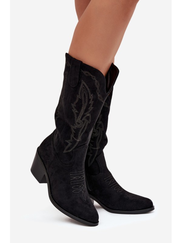 Women's Cowboy Boots Heeled Insulated Vinceza 16508 Black