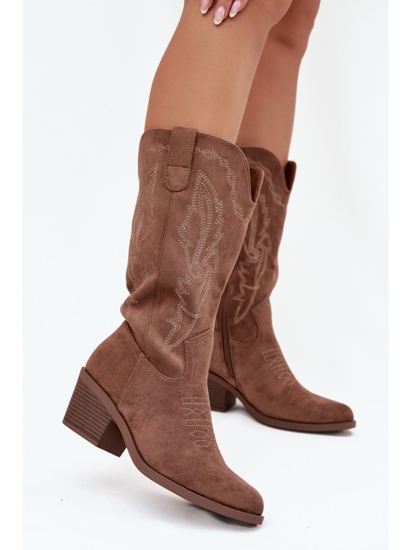Women's Cowboy Boots with Heel Vinceza 16508 Dark Beige 2