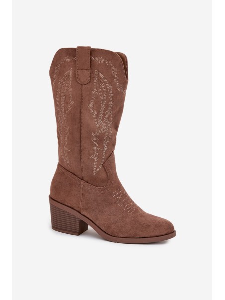 Women's Cowboy Boots with Heel Vinceza 16508 Dark Beige