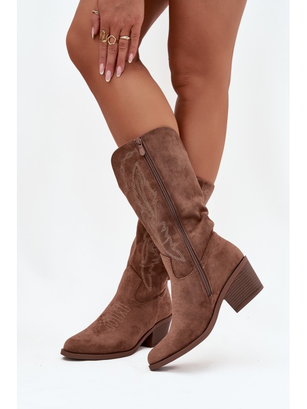 Women's Cowboy Boots with Heel Vinceza 16508 Dark Beige