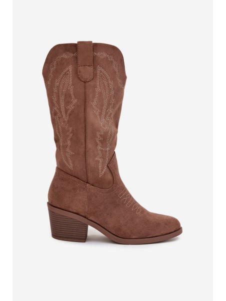 Women's Cowboy Boots with Heel Vinceza 16508 Dark Beige