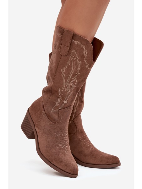 Women's Cowboy Boots with Heel Vinceza 16508 Dark Beige