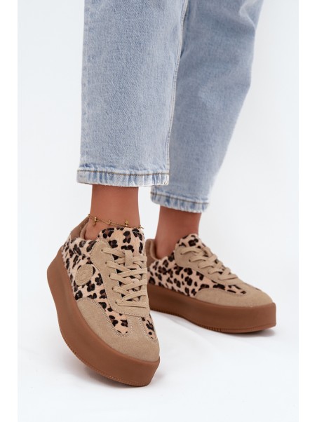 Women's Sneakers on Platform Panther Big Star SS274763 Beige