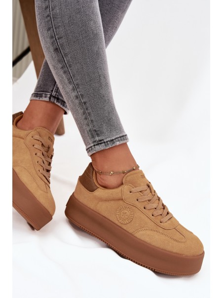 Women's Sneakers on Platform Panterka Big Star SS274762 Camel