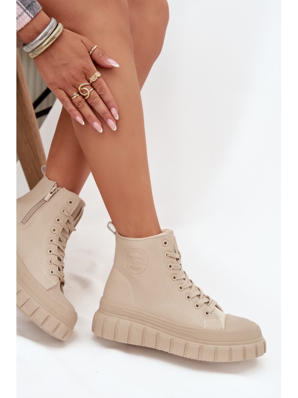 Insulated Women's Sneakers on Platform Made of Eco Leather Big Star SS274535 Beige
