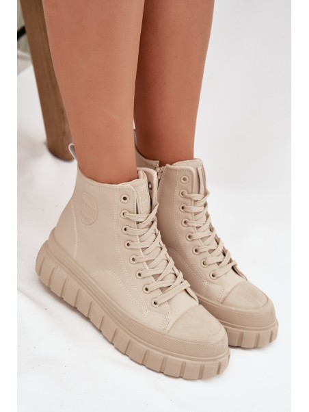 Insulated Women's Sneakers on Platform Made of Eco Leather Big Star SS274535 Beige