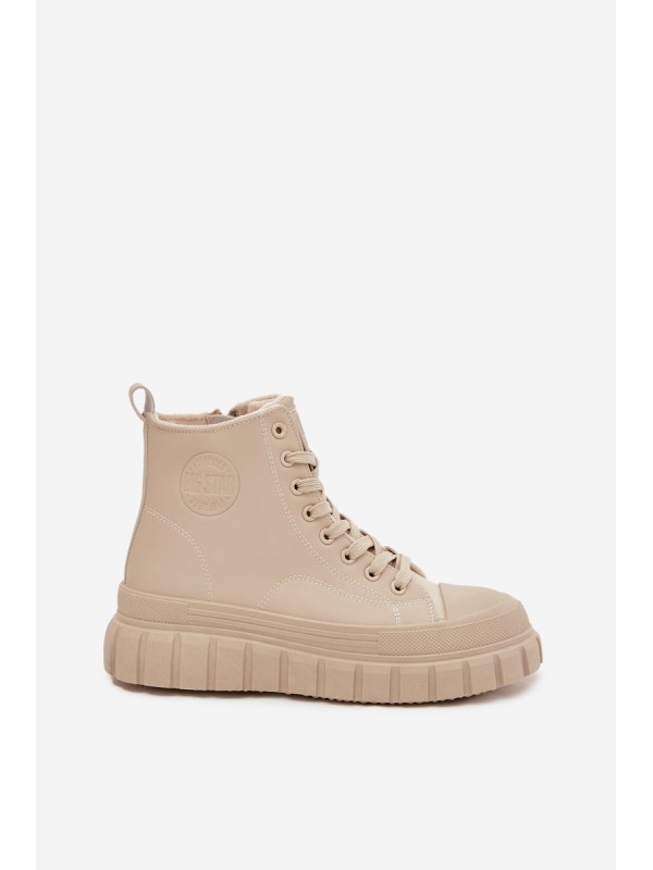 Insulated Women's Sneakers on Platform Made of Eco Leather Big Star SS274535 Beige