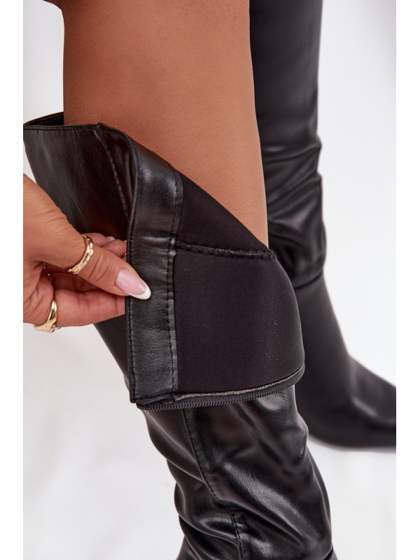Women's heeled boots with gold element black Alessine