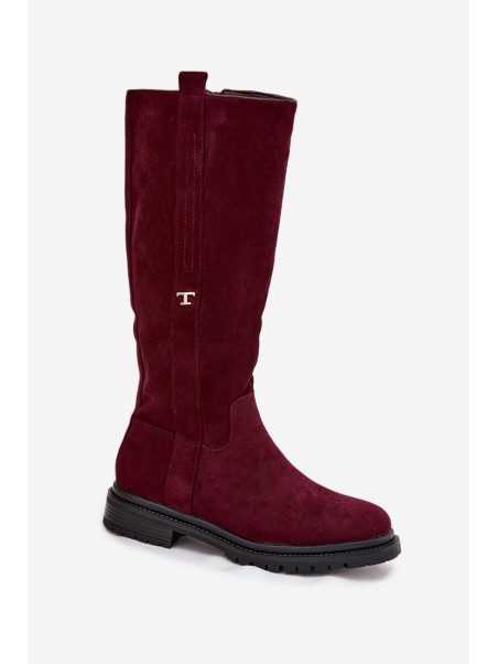 Women's Insulated Boots Flat Heel Eco Suede Bordeaux Delyssa