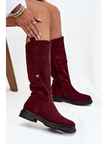 Women's Insulated Boots Flat Heel Eco Suede Bordeaux Delyssa