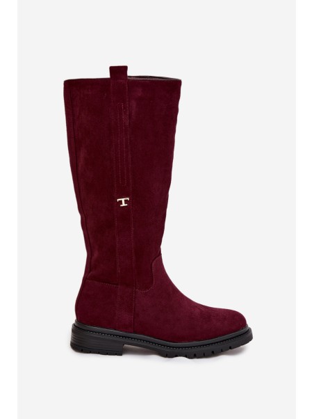 Women's Insulated Boots Flat Heel Eco Suede Bordeaux Delyssa
