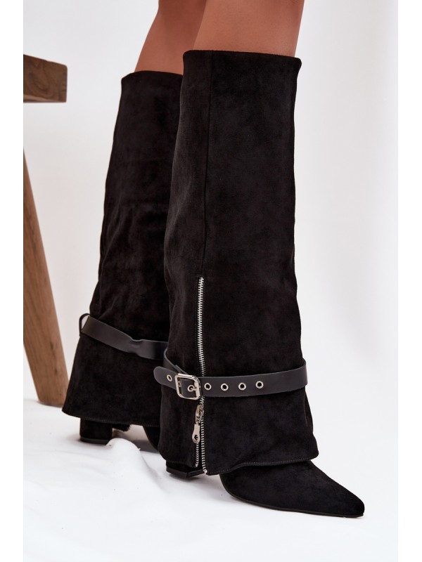 Women's Heeled Boots with Decorative Strap Black Jolivine 2