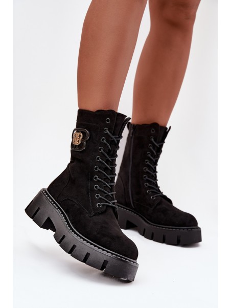 Insulated work boots women's with decoration black Melisse