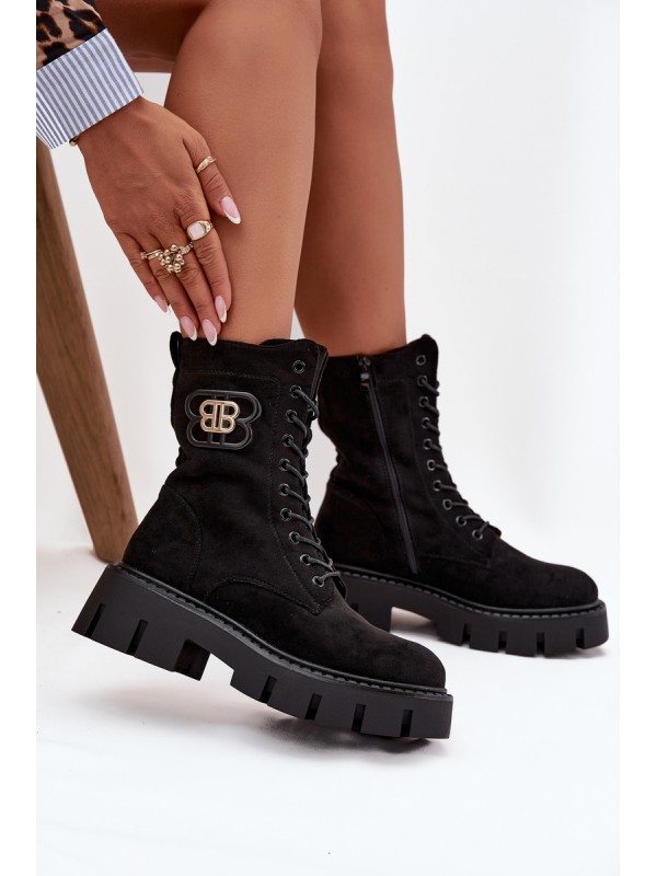 Insulated work boots women's with decoration black Melisse