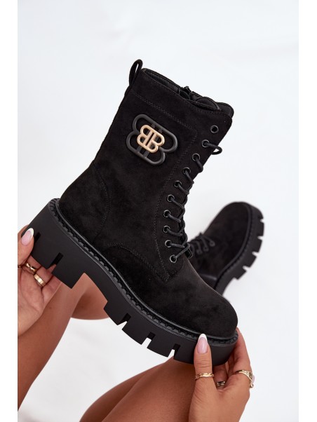 Insulated work boots women's with decoration black Melisse
