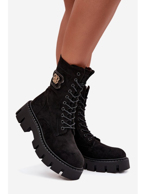 Insulated work boots women's with decoration black Melisse