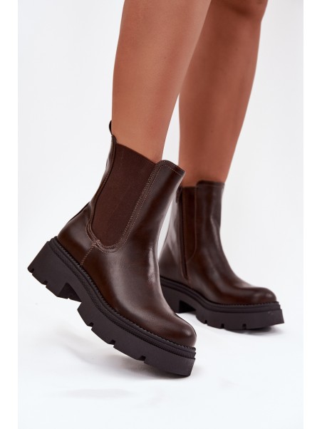 Insulated ankle boots with zipper chocolate Niviane