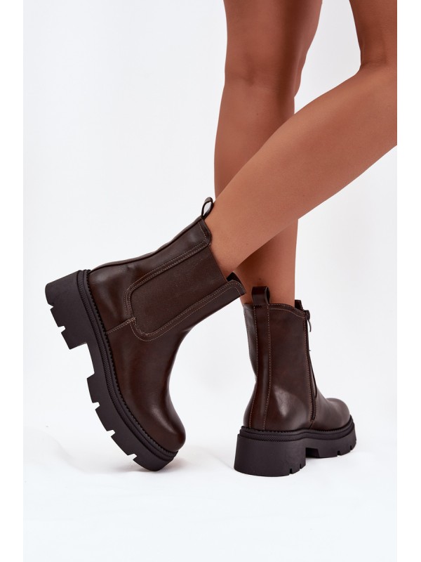 Insulated ankle boots with zipper chocolate Niviane 2