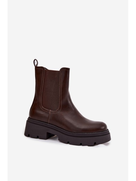 Insulated ankle boots with zipper chocolate Niviane