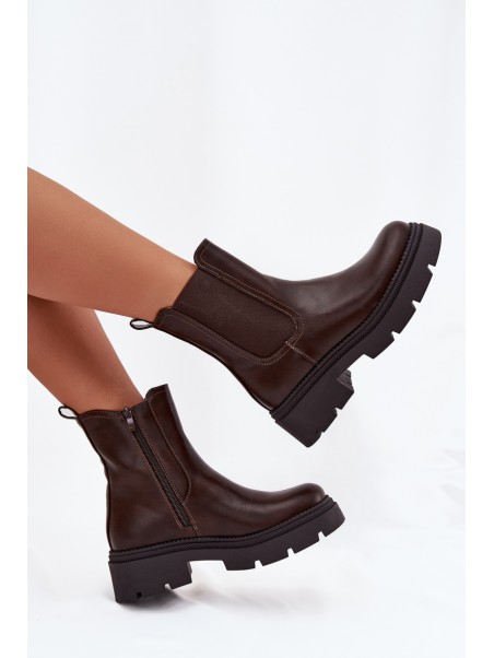 Insulated ankle boots with zipper chocolate Niviane