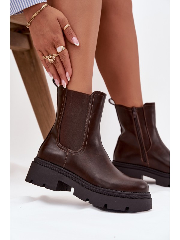 Insulated ankle boots with zipper chocolate Niviane