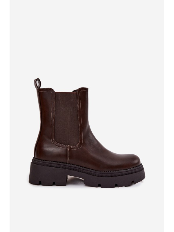 Insulated ankle boots with zipper chocolate Niviane