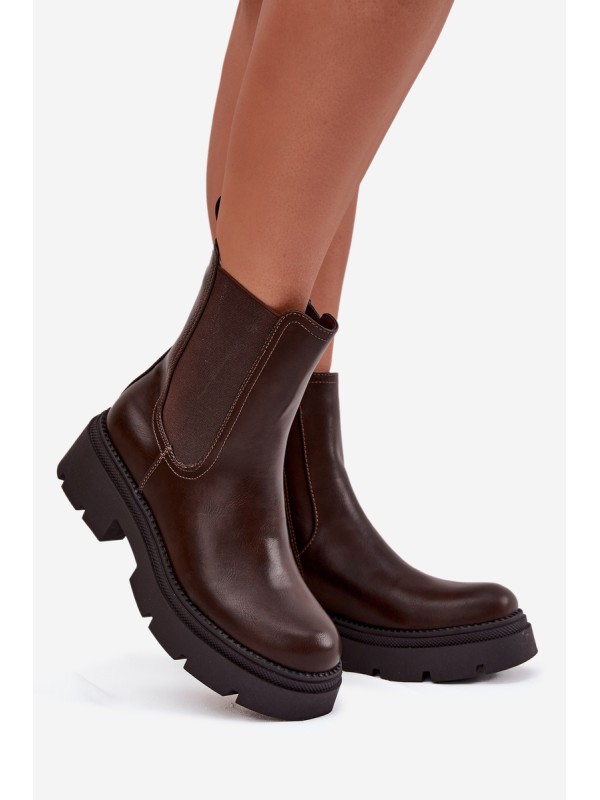 Insulated ankle boots with zipper chocolate Niviane