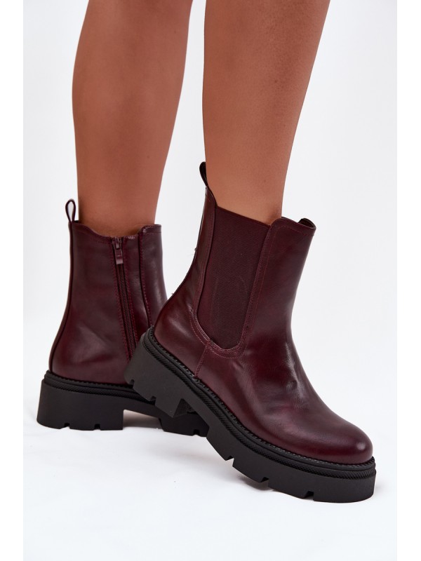 Insulated ankle boots with zipper burgundy Niviane
