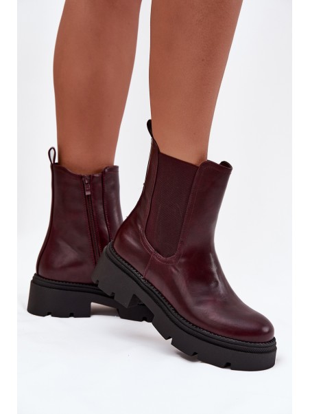 Insulated ankle boots with zipper burgundy Niviane