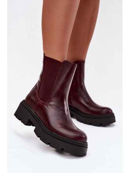 Insulated ankle boots with zipper burgundy Niviane