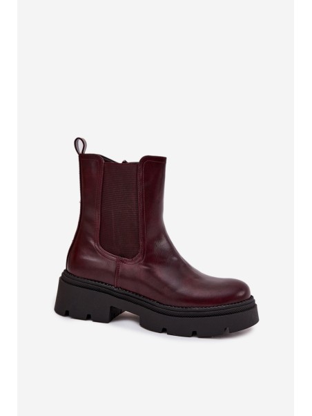 Insulated ankle boots with zipper burgundy Niviane