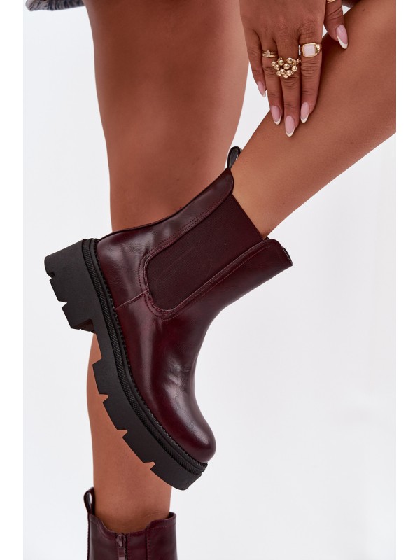 Insulated ankle boots with zipper burgundy Niviane