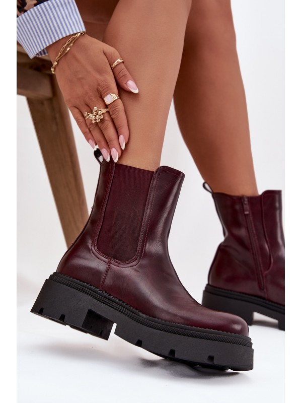 Insulated ankle boots with zipper burgundy Niviane