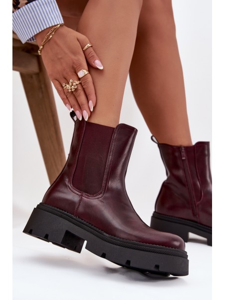 Insulated ankle boots with zipper burgundy Niviane