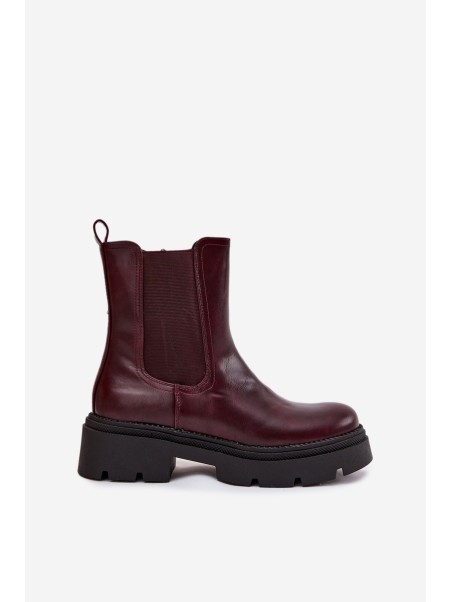 Insulated ankle boots with zipper burgundy Niviane